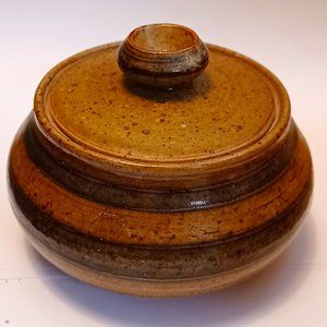 Vintage FF Brown Pot With Lid Made in Japan